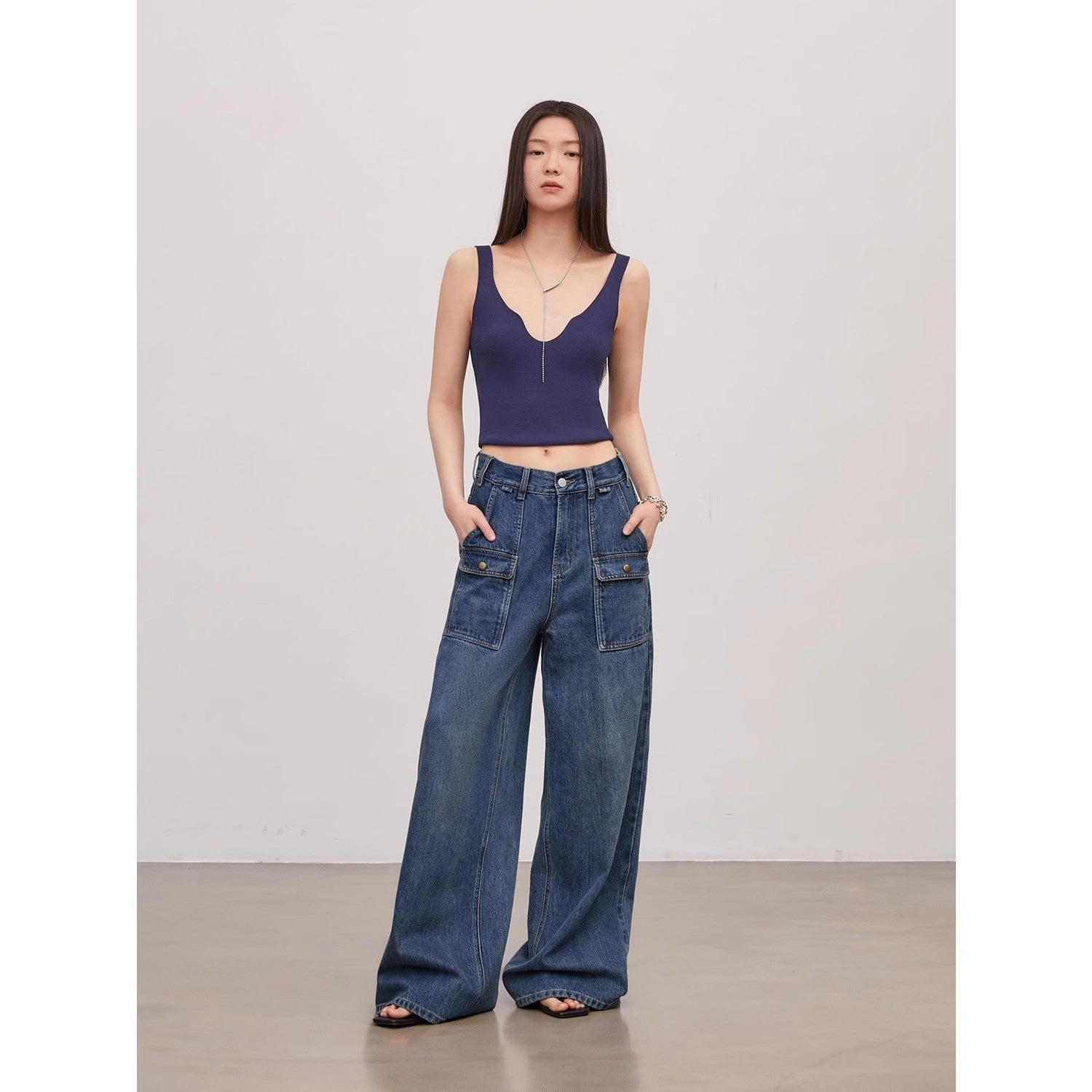 Washed Vintage Blue Straight-Leg Jeans