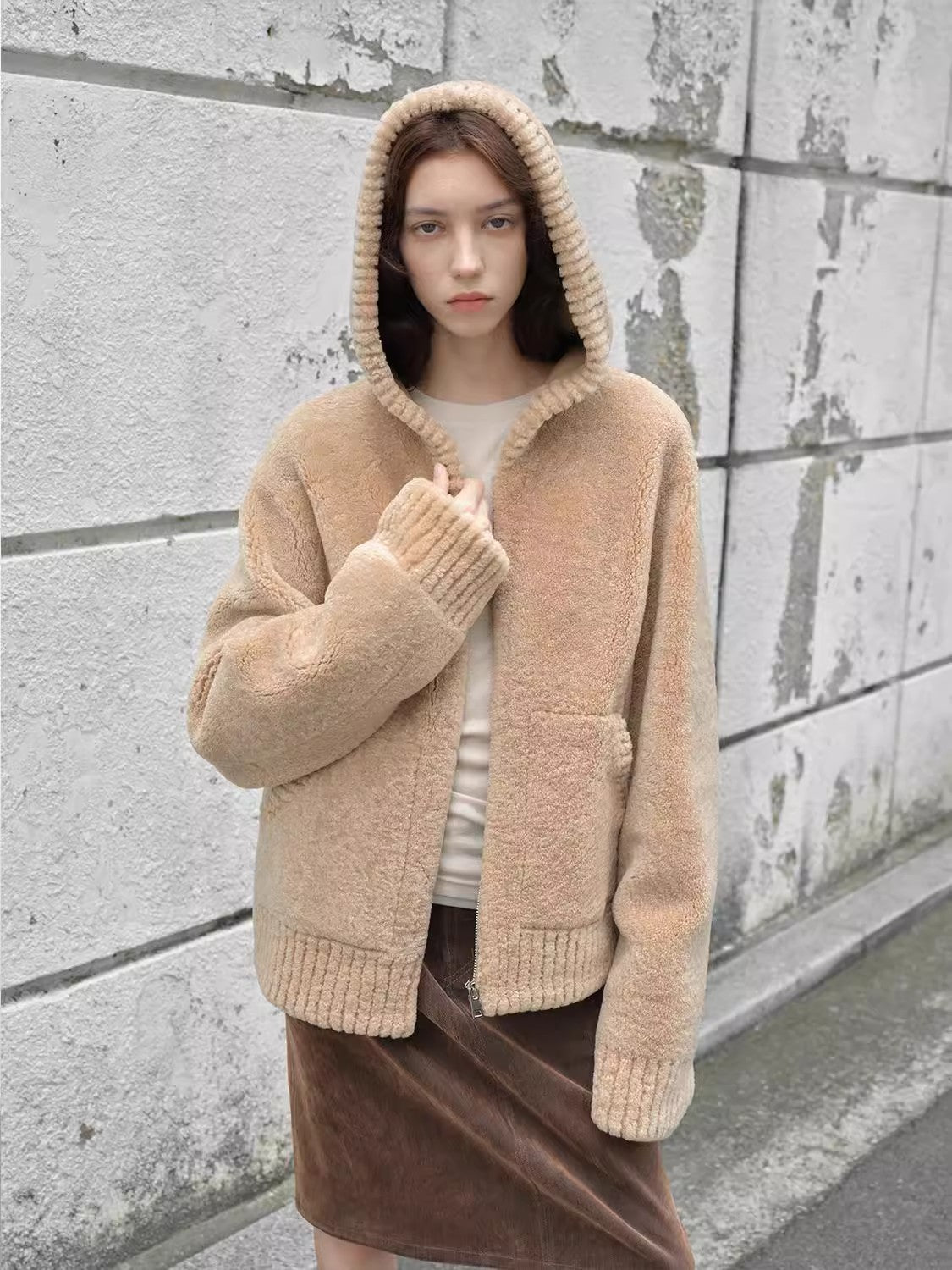 Hooded Merino Sheepskin Jacket