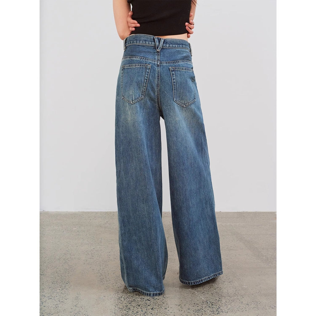 Washed Vintage Blue Straight-Leg Jeans