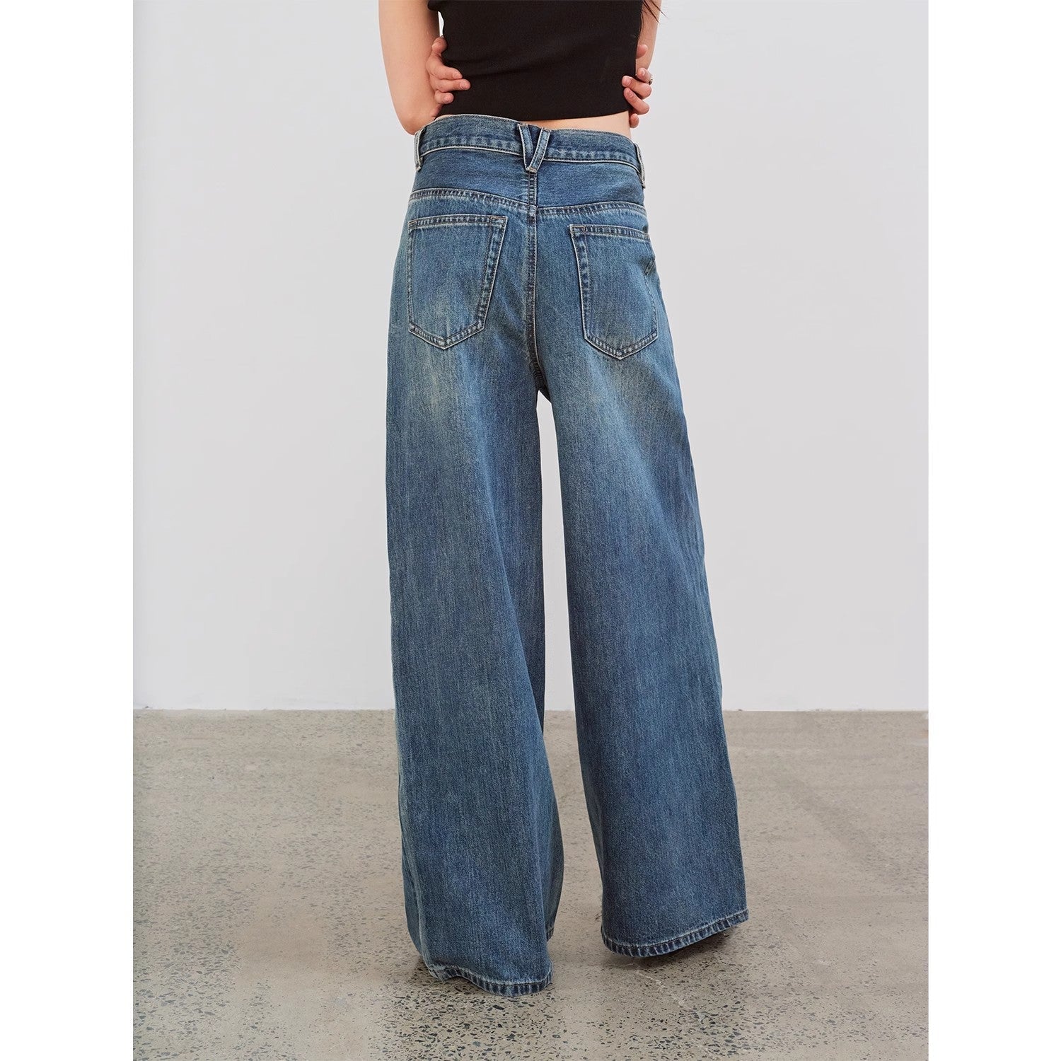 Washed Vintage Blue Straight-Leg Jeans