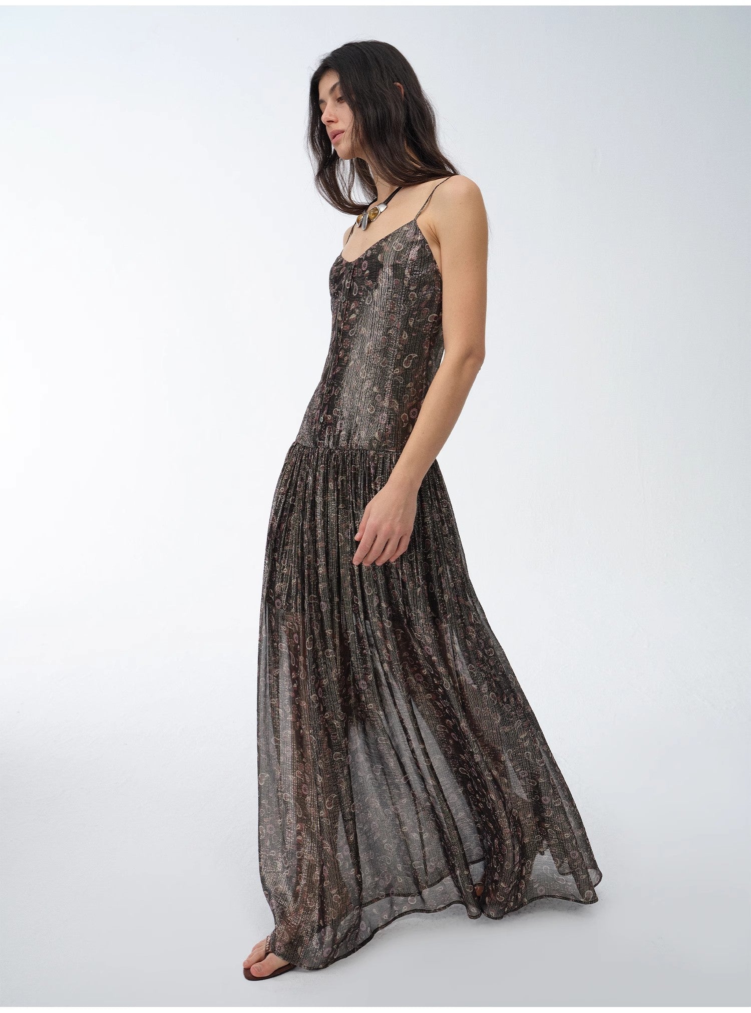 Retro Paisley Print Silk Dress