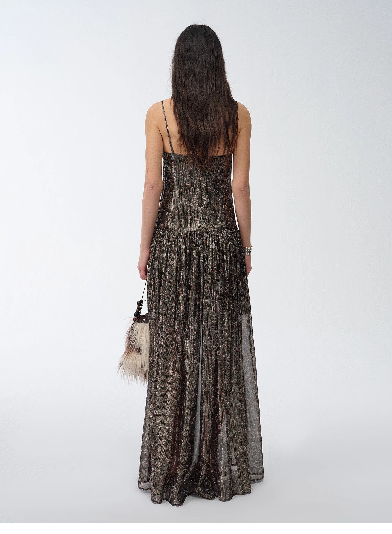 Retro Paisley Print Silk Dress