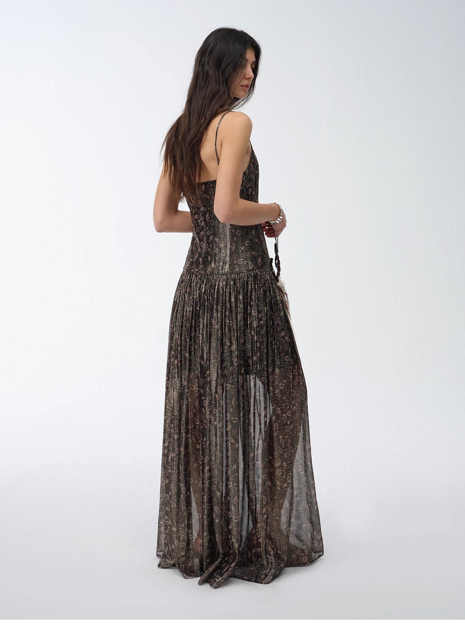 Retro Paisley Print Silk Dress