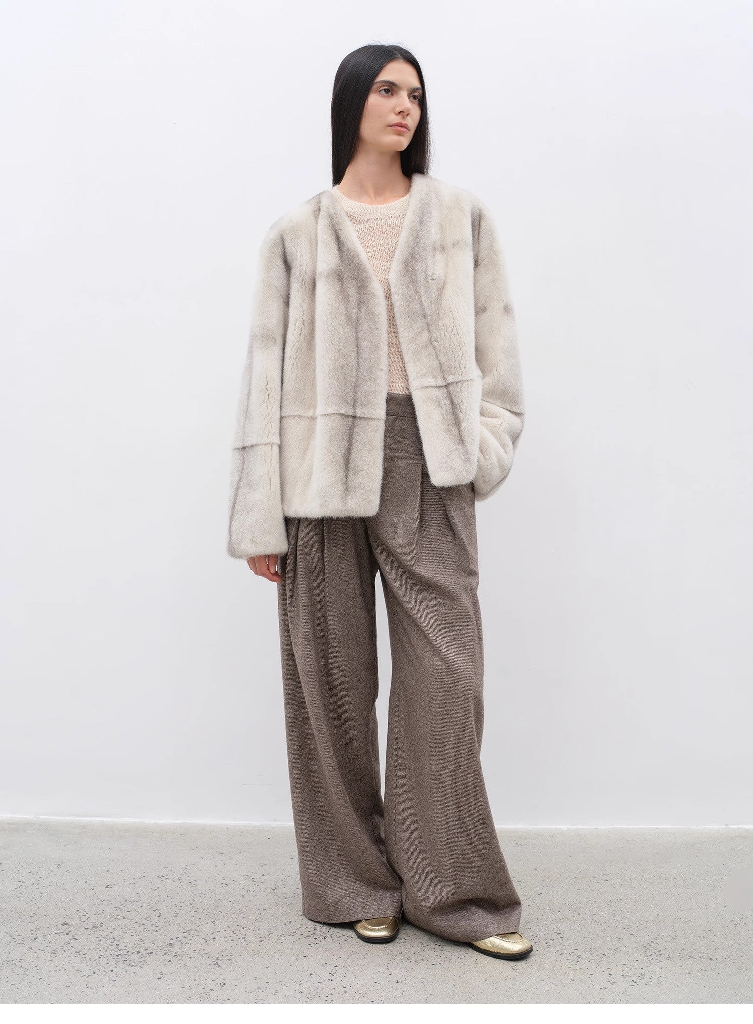 Double-Pleated Straight Draped Wide-Leg Casual Trousers