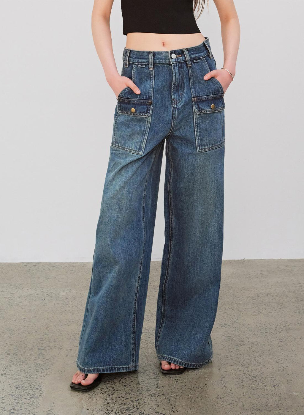Washed Vintage Blue Straight-Leg Jeans