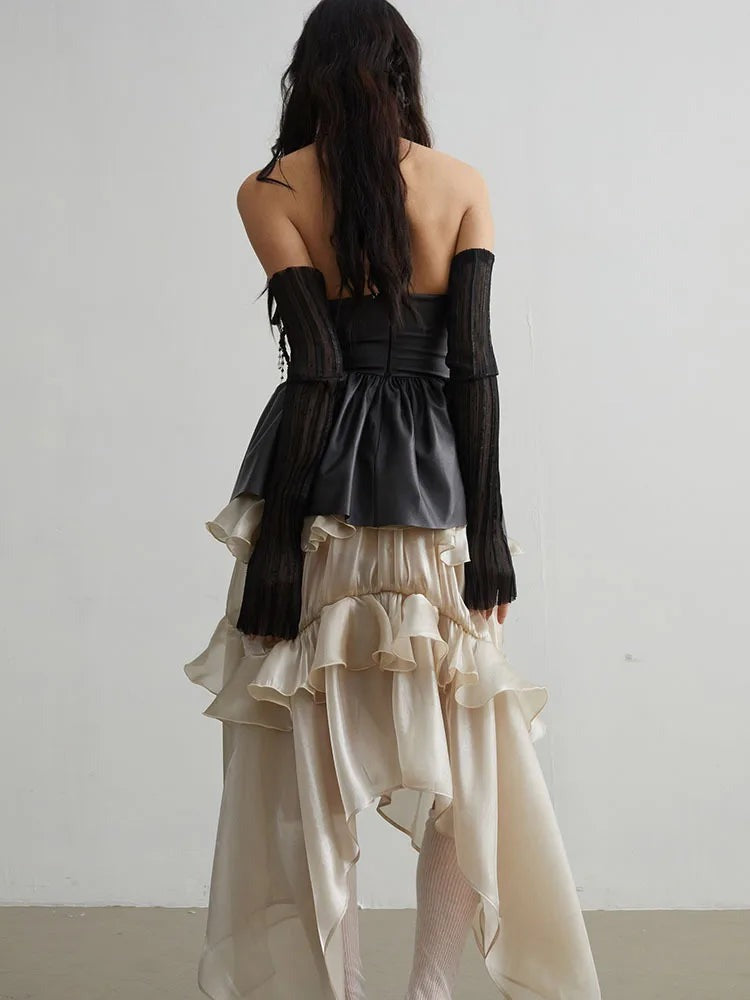 Naustia Ruffled Tube Top Shirt