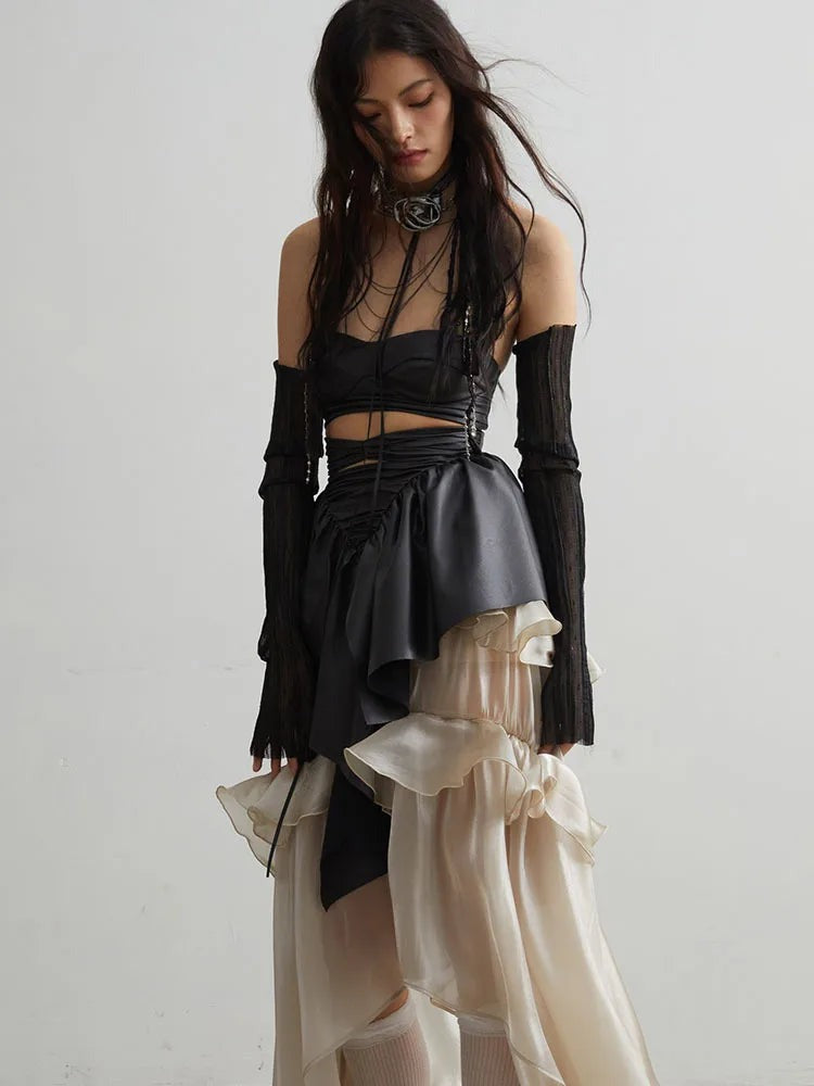 Naustia Ruffled Tube Top Shirt