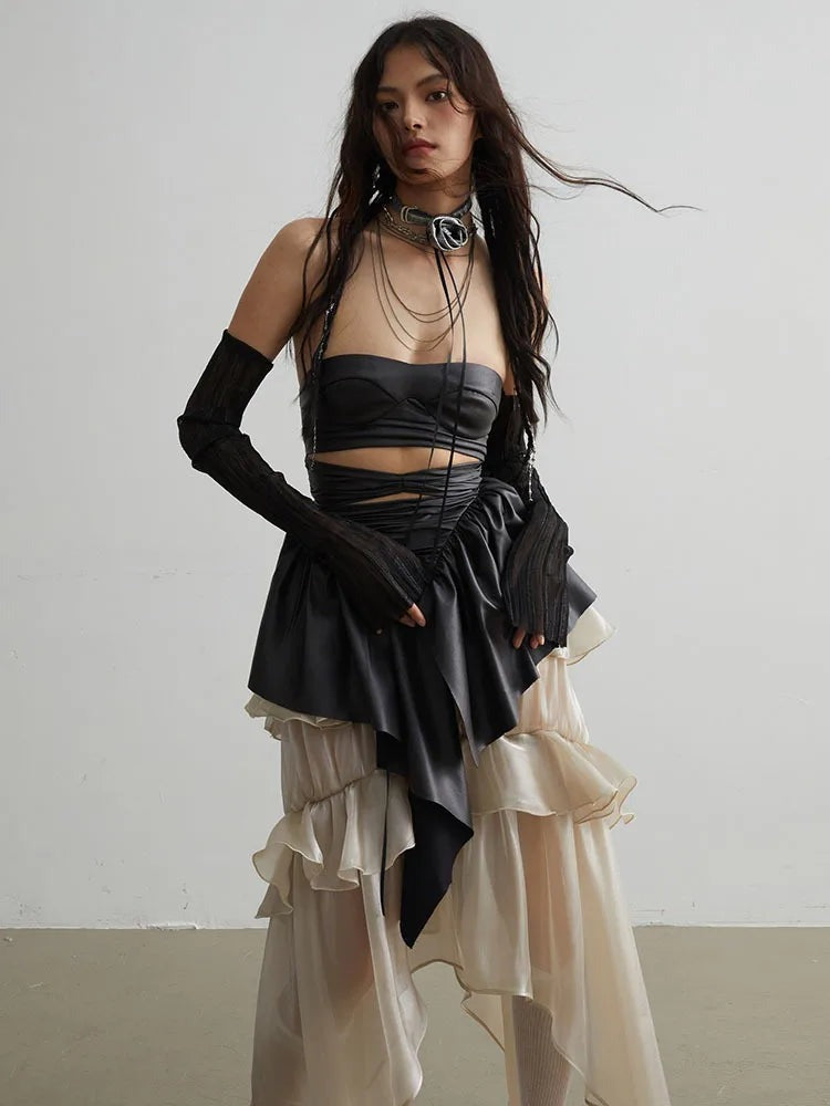 Naustia Ruffled Tube Top Shirt